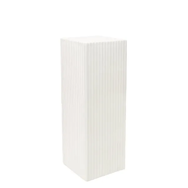 Fibreglass Square Ripple Plinth Gloss White (32x32x71cmH)
