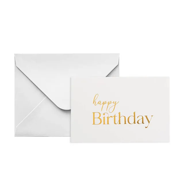 Gold Foil Card & Envelope Happy Birthday Pack 25 (10x6.5Hcm)