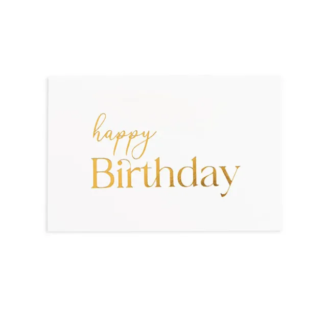 Gold Foil Card & Envelope Happy Birthday Pack 25 (10x6.5Hcm)