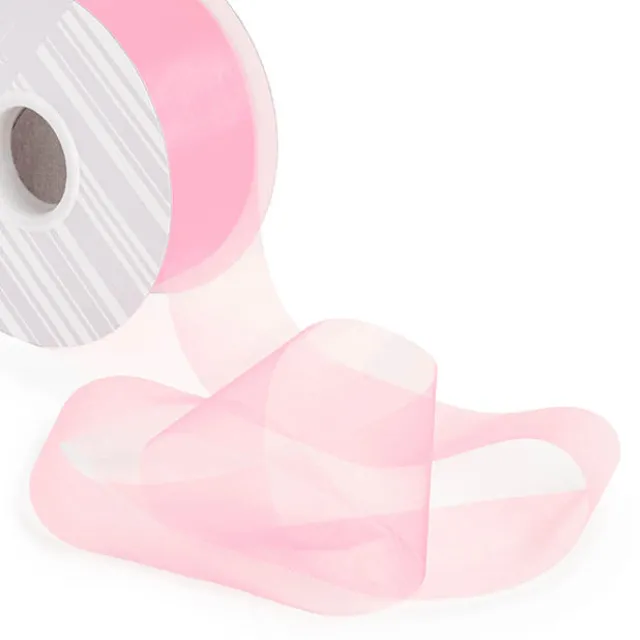 Bulk Organza Ribbon Cut Edge Baby Pink (50mmx100m)