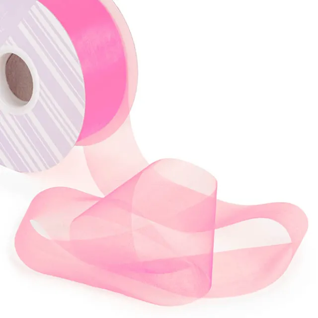 Bulk Organza Ribbon Cut Edge Hot Pink (50mmx100m)