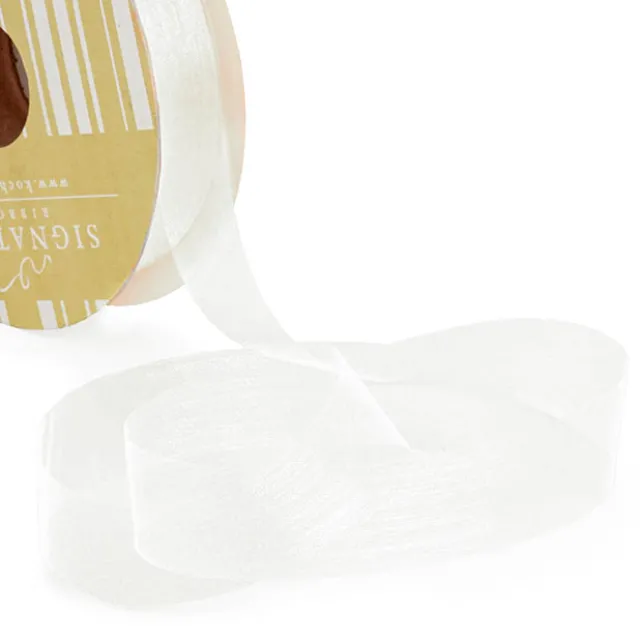 Bulk Organza Ribbon Cut Edge White (25mmx100m)