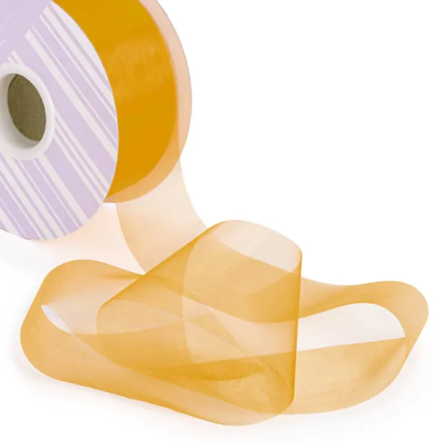 Bulk Organza Ribbon Cut Edge Gold (50mmx100m)