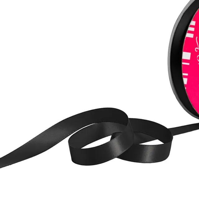 Bulk Ribbon Single Face Satin Black (15mmx50m)