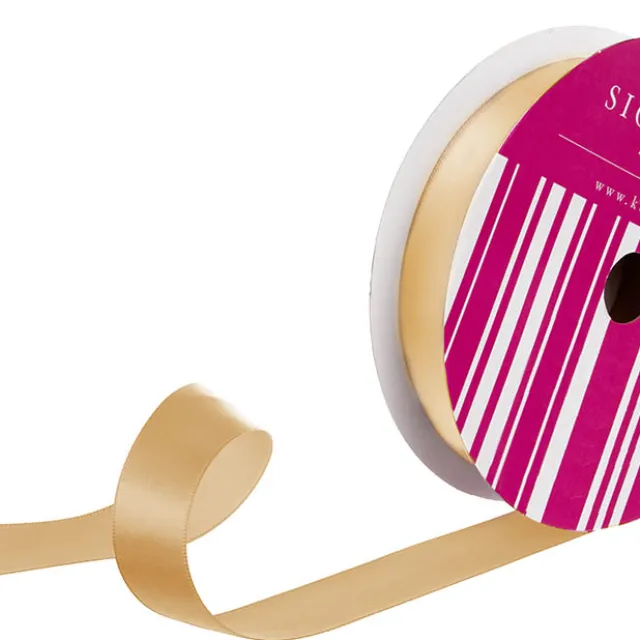 Bulk Ribbon Single Face Satin Nude Natural (25mmx50m)