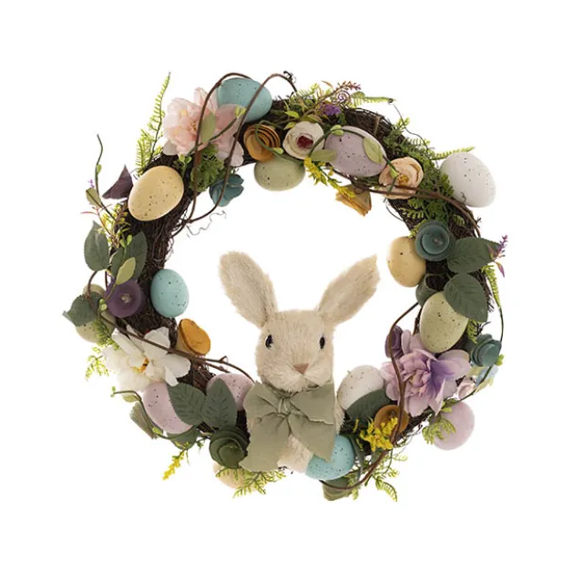 Bunny Easter Egg Fern Wreath Multi Colour (42cmD)