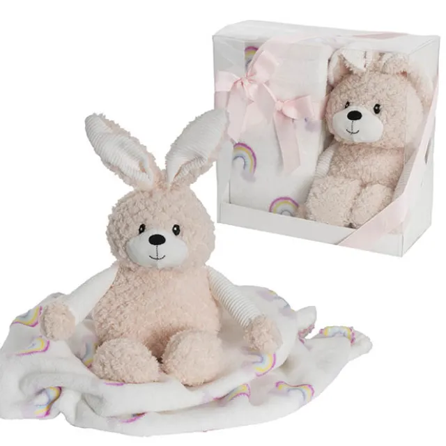 Bunny Flops & Blanket Gift Pack Peach (25x12x25cm)