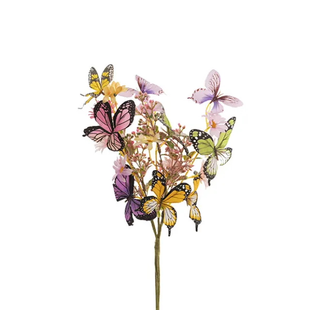 Butterfly & Mixed Flower Bunch Pink & Purple (41cmH)