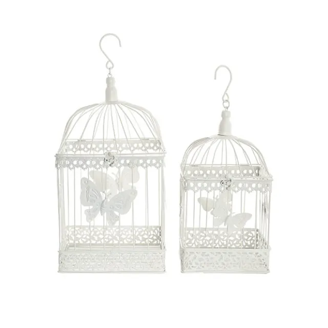 Butterfly Pattern Birdcage Set 2 White (23x23x52cmH)