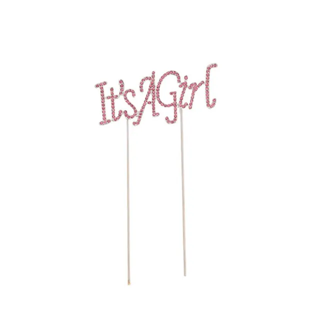Cake Topper It's a Girl Rhinestone Pink (9.5cmWx16cmH)