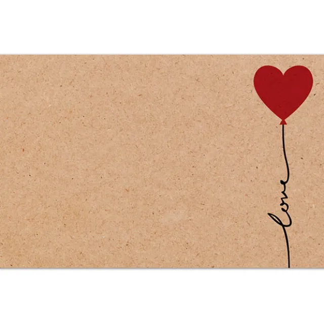 Cards Brown Kraft Love Balloon (10x6.5cm) Pack 50