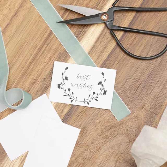 Cards White Best Wishes Leaf Garland (10x6.5cmH) Pack 50