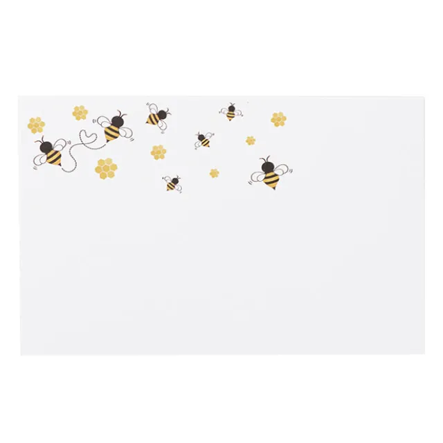 Cards White Buzzing Bees Top Border (10x6.5cmH) Pk 50