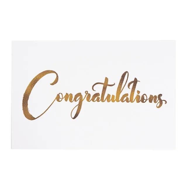 Cards White Congratulations Gold (10x6.5cmH) Pk 50