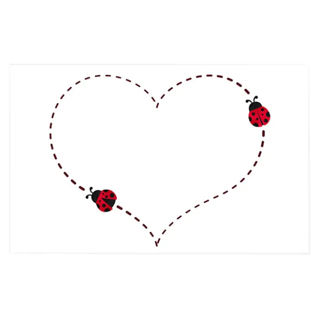 Cards White Dotted Heart with Lady Bugs (10x6.5cmH) Pack 50