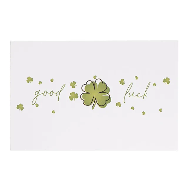 Cards White Good Luck Clover (10x6.5cmH) Pk 50