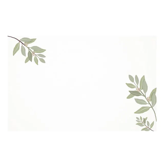 Cards White Gum Leaves Pastel Green (10x6.5cmH) Pack 50