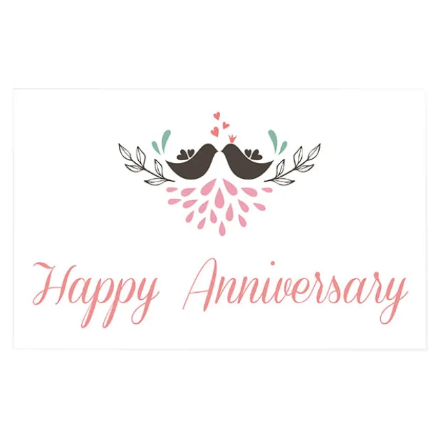 Cards White Happy Anniversary Love Birds (10x6.5cmH) Pack 50