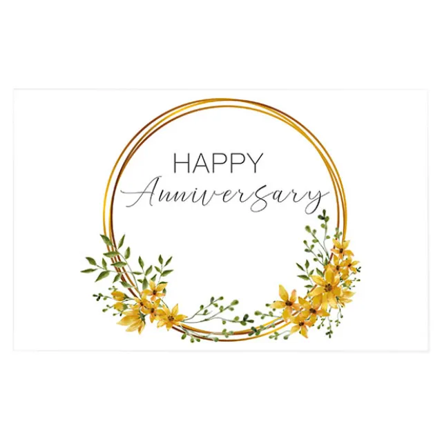 Cards White Happy Anniversary Yellow (10x6.5cmH) Pack 50