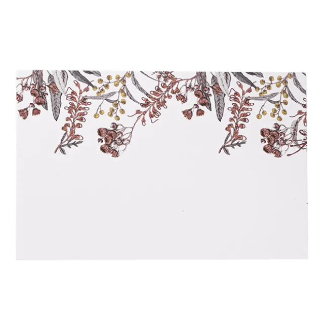 Cards White Native Gum Leaves Top Border (10x6.5cmH) Pk 50