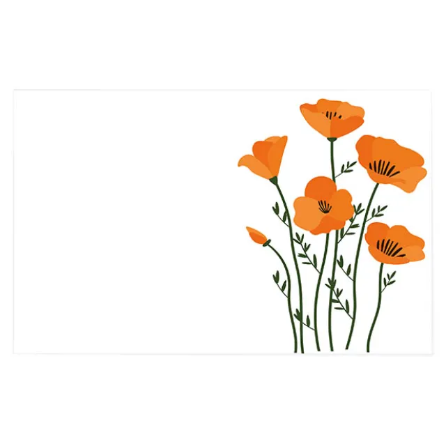 Cards White Tall Poppies Orange (10x6.5cmH) Pack 50