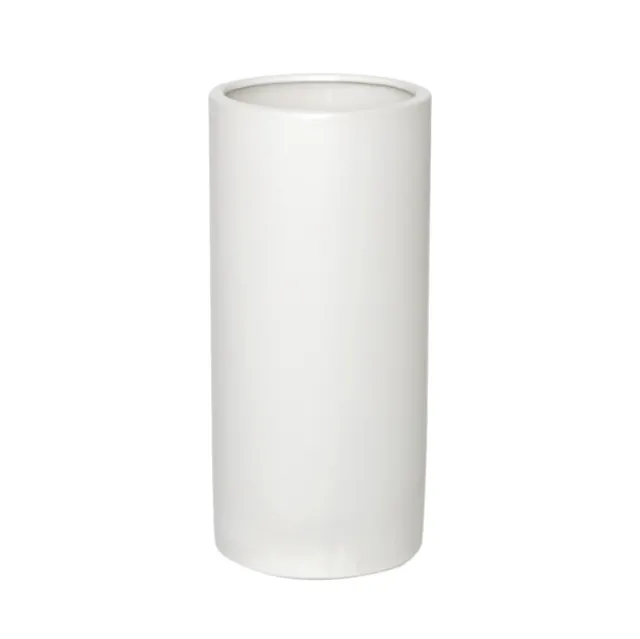 Ceramic Cylinder Pot Satin Matte White (13x28cmH)