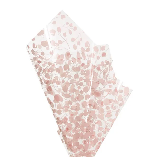Cello Clear 40mic Eucalyptus Leaves Blush Pk100 (50x70cm)