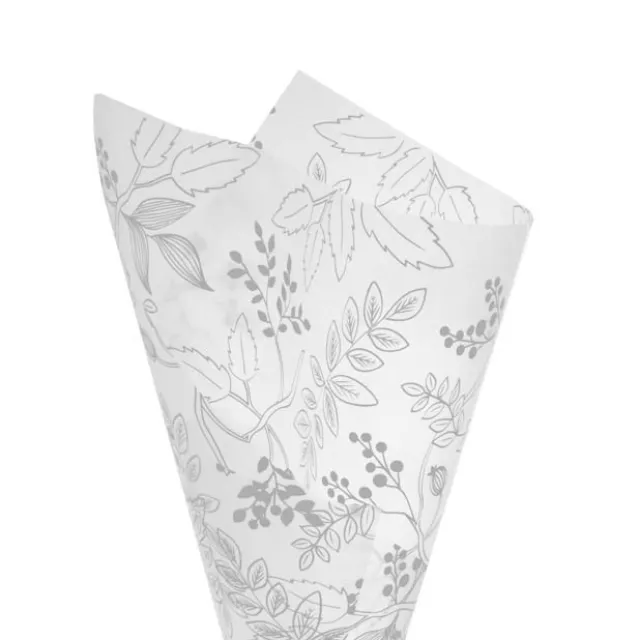 Cello Frosted Hand Drawn Leaves 40mic White(50x70cm)Pack 100