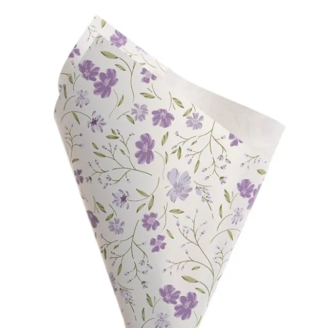 Cello Regal 65mic Delightful Flowers Lilac Pk100 (50x70cm)