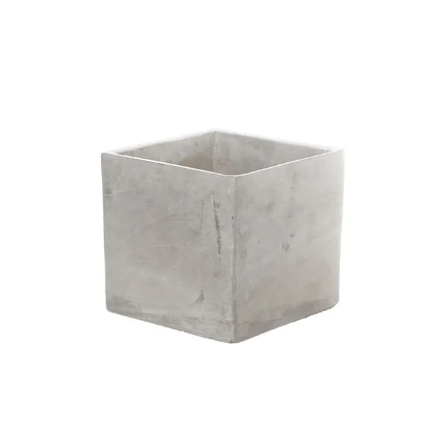 Cement Floral Cube Grey (12x12cmH)