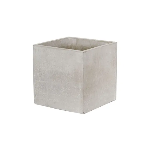 Cement Floral Cube Grey (14x14x14cmH)