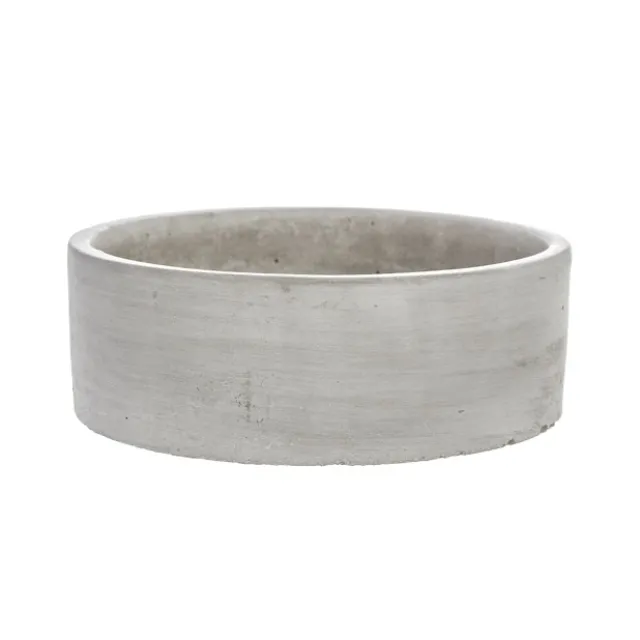 Cement Floral Cylinder Bowl Grey (25x8cmH)