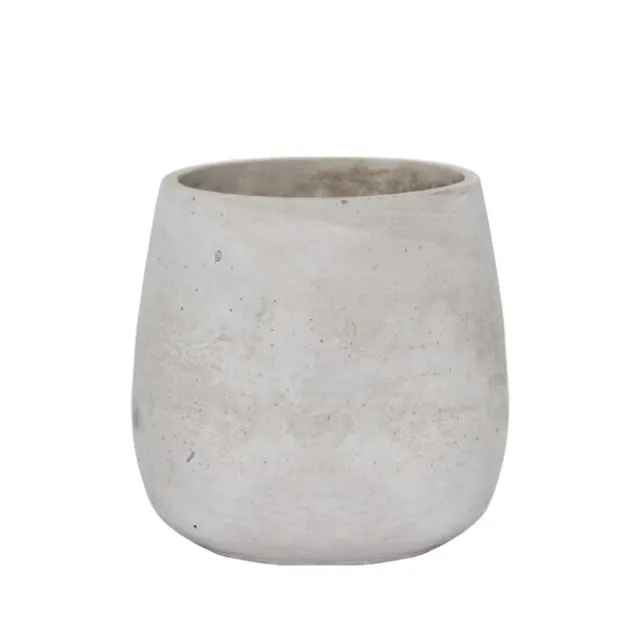Cement Floral Egg Cup Round Pot Grey (16Dx16cmH)