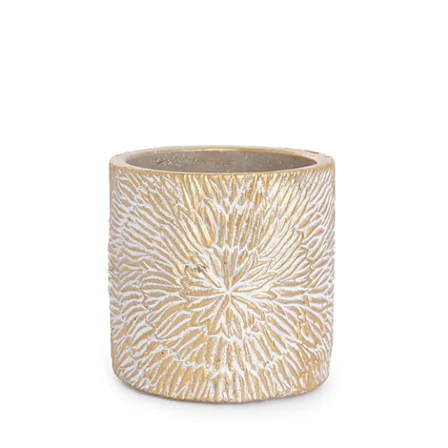 Cement Viola Cylinder Pot Gold (10Dx10cmH)