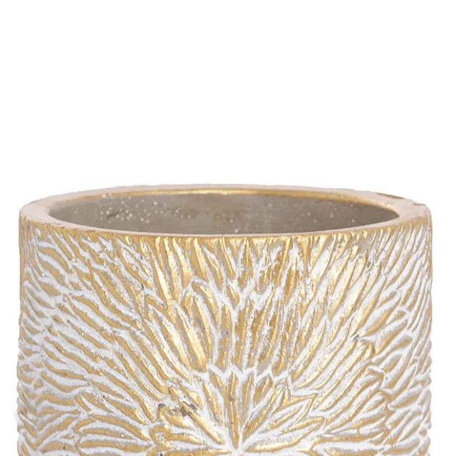 Cement Viola Cylinder Pot Gold (10Dx10cmH)
