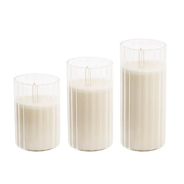 Centrepiece Ripple Candle Jar Set of 3 Clear (6x7/11/15cmH)
