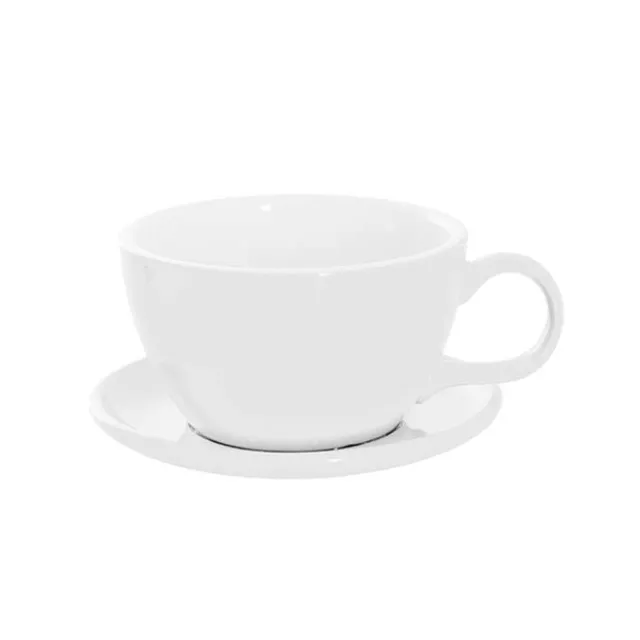 Ceramic Cappuccino Pot & Plate Gloss White (15Dx10cmH)