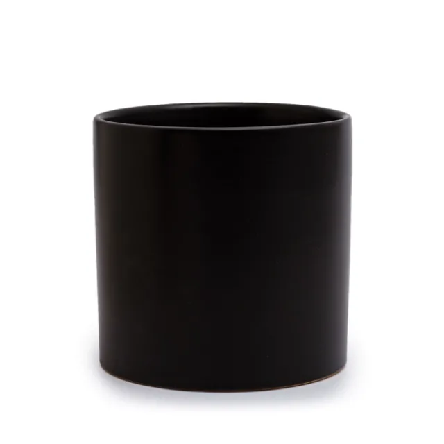 Ceramic Cylinder Dan Plant Pot Matte Black (21x21cmH)