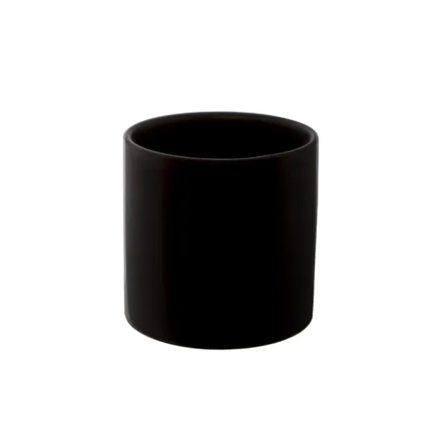 Ceramic Cylinder Pot Satin Matte Black (14x14cmH)