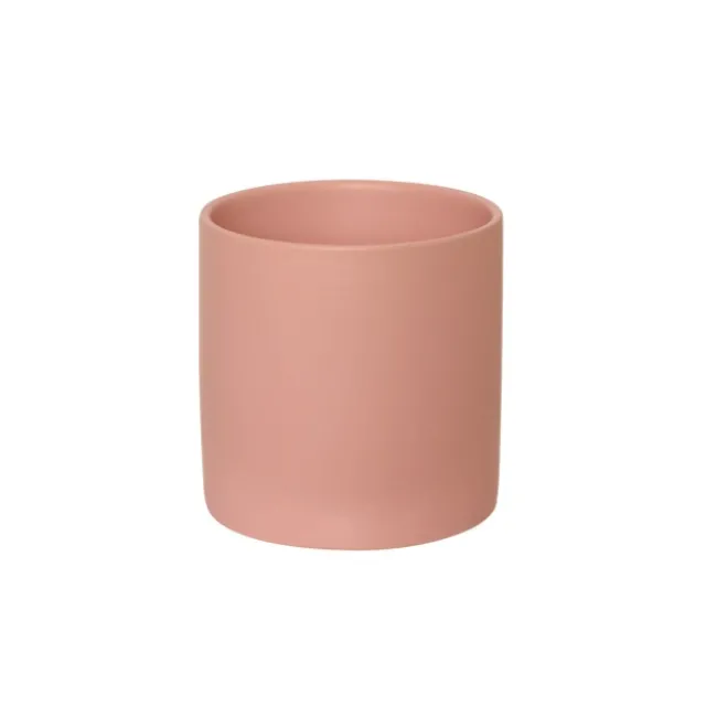 Ceramic Cylinder Pot Satin Matte Coral(14x14cmH)