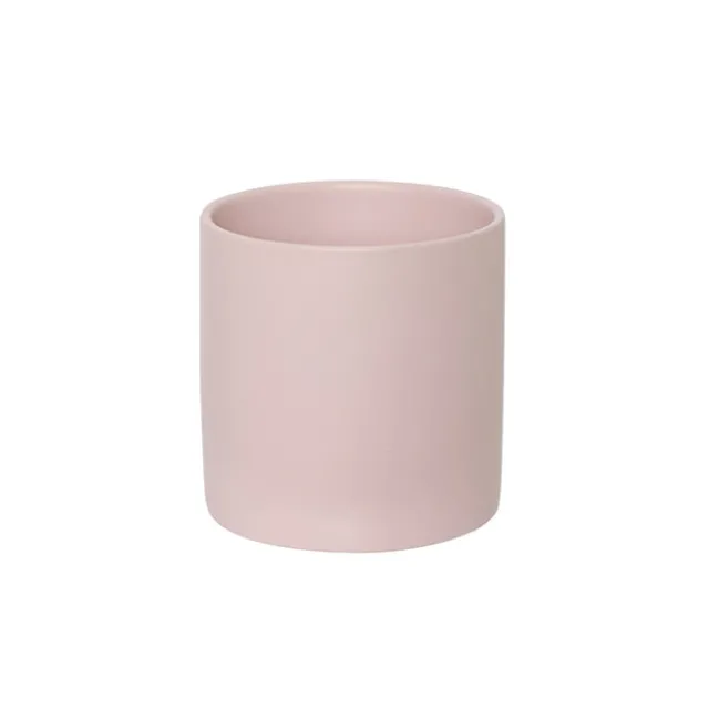 Ceramic Cylinder Pot Satin Matte Soft Pink (14x14cmH)
