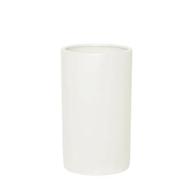 Ceramic Cylinder Pot Satin Matte White (15x25cmH)