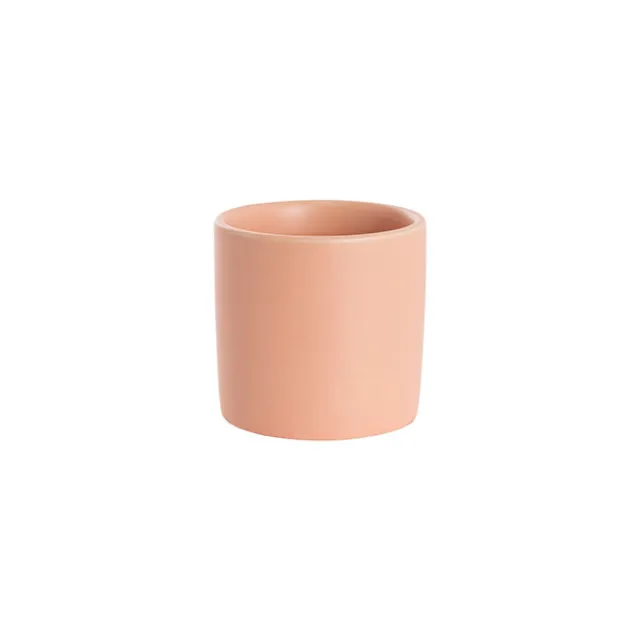 Ceramic Cylinder Pot Mini Satin Matte Coral (8x7cmH)