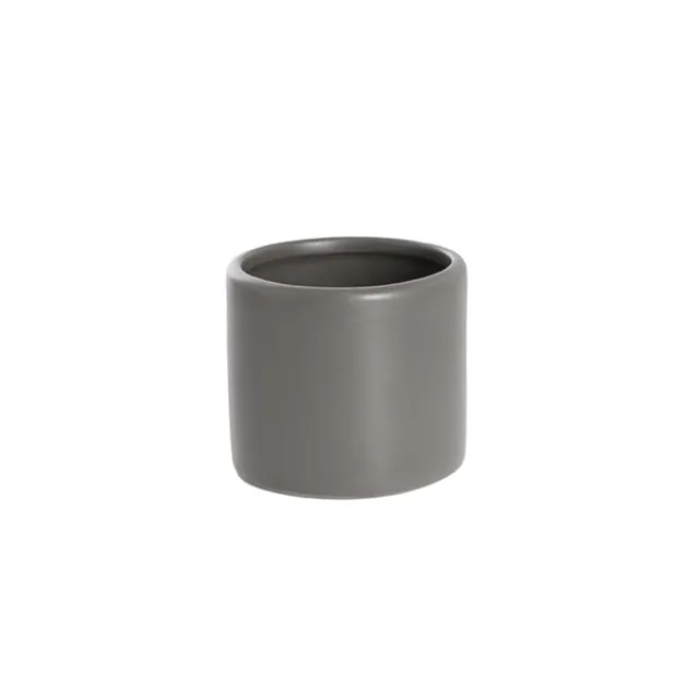 Ceramic Cylinder Pot Mini Satin Matte Charcoal (8x7cmH)