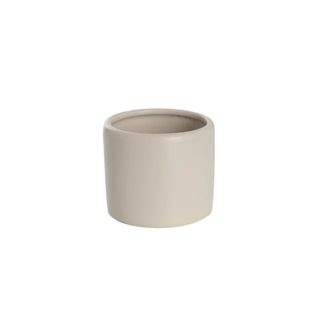 Ceramic Cylinder Pot Mini Satin Matte Light Grey (8x7cmH)