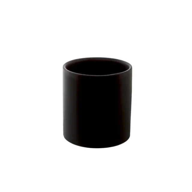 Ceramic Cylinder Pot Satin Matte Black (12x12.5cmH)