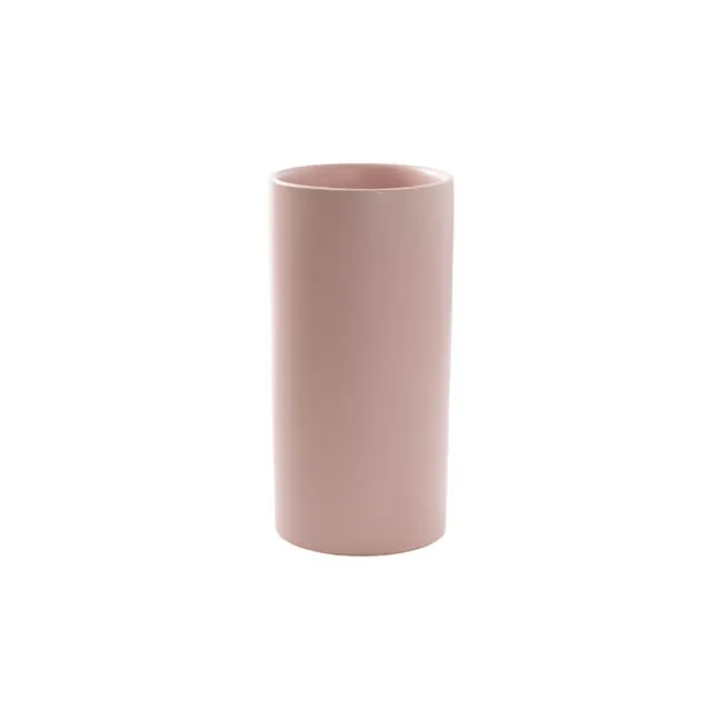 Ceramic Cylinder Vase Satin Matte Soft Pink (10x20cmH)