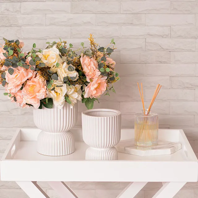 Ceramic Cyprus Egg Cup Vase Matte White (15Dx20cmH)