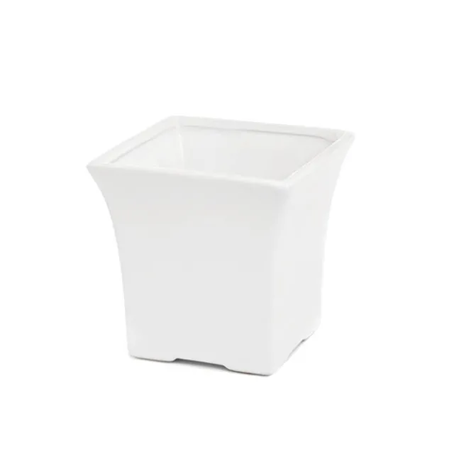 Ceramic Flora Flared Square Pot 15x15x15cmH White