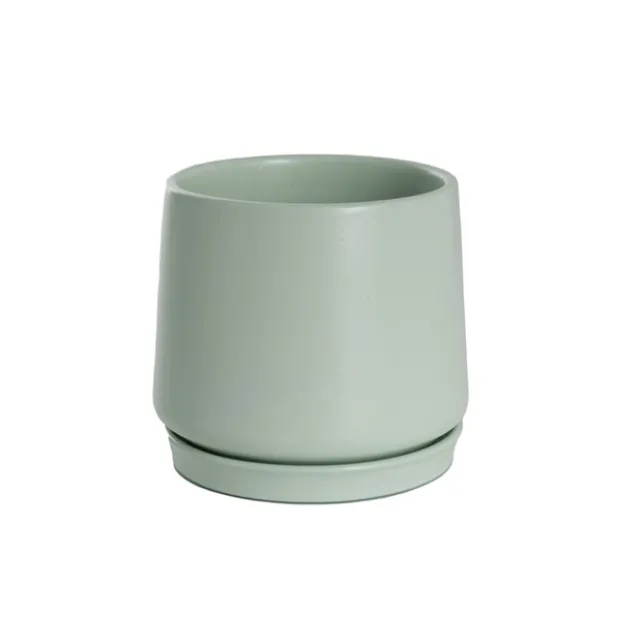 Ceramic Loreto Belly Pot & Plate Matte Sea Foam (15x14cmH)